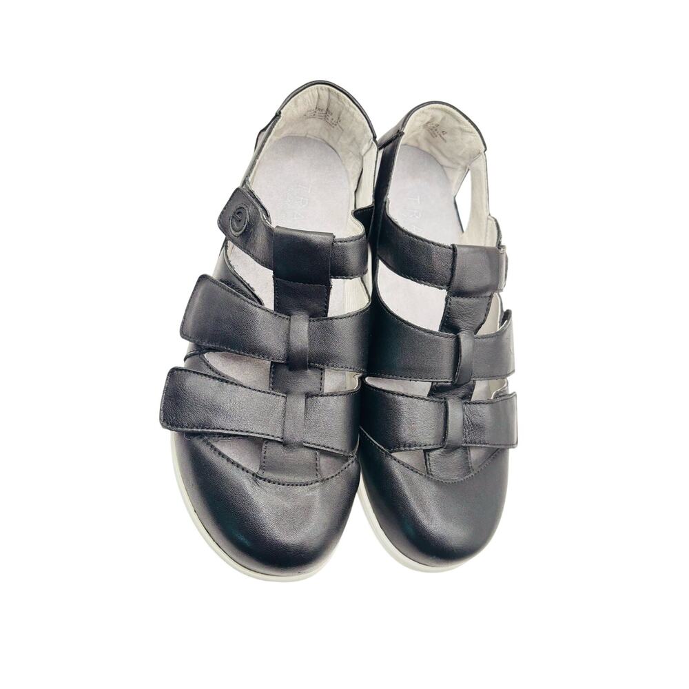 Alegria TraqTreq black leather comfort closed toe Mary Jane walking sandals sz42